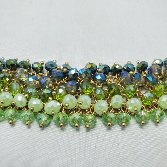 Ali Khan beaded bracelet with gold links. color aqua-green-seagrass beads - Picture 4 of 5